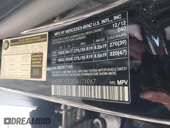 ✅ 2013 Mercedes-Benz GL 450 • VIN: 4JGDF7CE2DA171067 • Лот: 43606480. Опубликован ранее на IAAI с пробегом 166 542 миль. Бесплатный доступ к архиву аукционных продаж из США и подробный отчёт об истории автомобиля на DreamBid. Изображение 9.