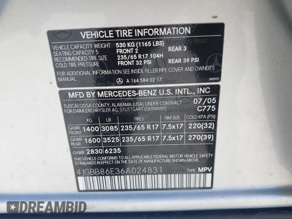 ✅ 2006 Mercedes-Benz M 350 • VIN: 4JGBB86E36A024831 • Лот: 43458135. Опубликован ранее на IAAI с пробегом 267 551 миль. Бесплатный доступ к архиву аукционных продаж из США и подробный отчёт об истории автомобиля на DreamBid. Изображение 9.