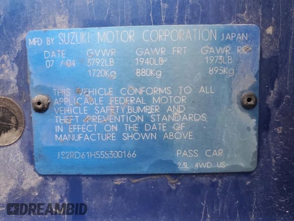 ✅ 2005 Suzuki Aerio • VIN: JS2RD61H555300166 • Lot: 62282734. Wystawiony na Copart z przebiegiem 244 005 mil. Bezpłatny archiwum sprzedaży aukcyjnych z USA i szczegółowy raport historii pojazdu na DreamBid. Zdjęcie 12.