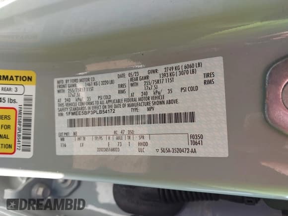 ✅ 2023 Ford Bronco • VIN: 1FMEE5BP3PLB54172 • Лот: 42092197. Опубликован ранее на IAAI с пробегом 30 167 миль. Бесплатный доступ к архиву аукционных продаж из США и подробный отчёт об истории автомобиля на DreamBid. Изображение 9.