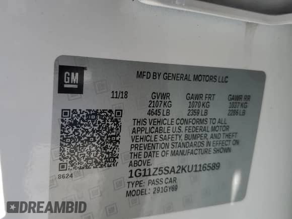 2019 Chevrolet Impala LT с VIN 1G11Z5SA2KU116589, выставлен на аукционе Copart как лот 38785814 с пробегом 46 989 миль миль и . История ставок и продаж доступна на DreamBid. Изображение 14.