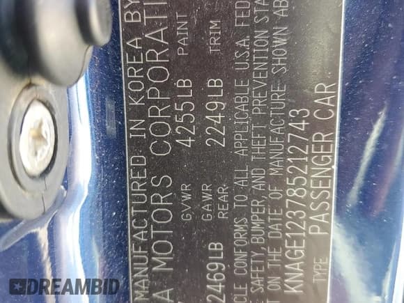 ✅ 2008 Kia Optima LX • VIN: KNAGE123785212743 • Лот: 68306804. Опубликован ранее на Copart с пробегом 194 605 миль. Бесплатный доступ к архиву аукционных продаж из США и подробный отчёт об истории автомобиля на DreamBid. Изображение 13.