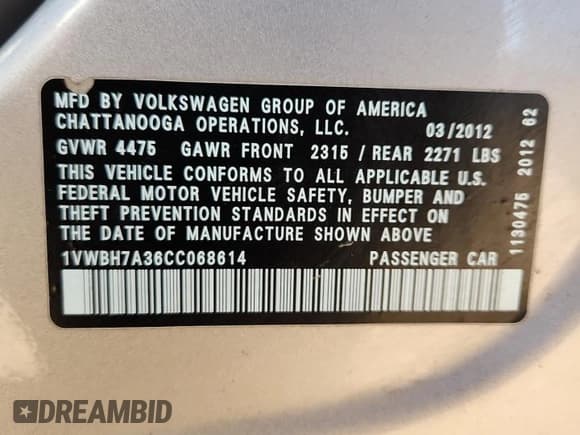 ✅ 2012 Volkswagen Passat SE • VIN: 1VWBH7A36CC068614 • Lot: 93104165. Wystawiony na Copart z przebiegiem 228 232 mil. Bezpłatny archiwum sprzedaży aukcyjnych z USA i szczegółowy raport historii pojazdu na DreamBid. Zdjęcie 13.