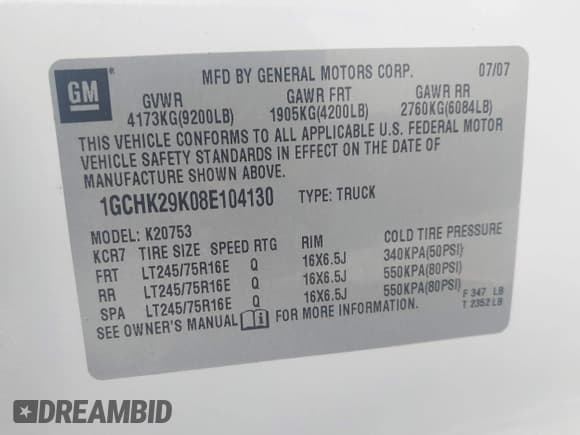 ✅ 2008 Chevrolet Silverado 2500HD Work Truck • VIN: 1GCHK29K08E104130 • Лот: 43603280. Опубликован ранее на IAAI с пробегом 252 209 миль. Бесплатный доступ к архиву аукционных продаж из США и подробный отчёт об истории автомобиля на DreamBid. Изображение 9.