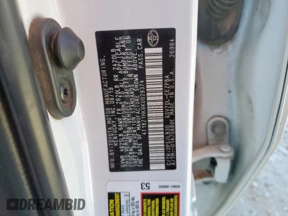 ✅ 2019 Toyota Camry XLE • VIN: 4T1BZ1HK6KU029374 • Lot: 85436745. Listed on Copart with 137,928 mi. Free auction sales archive from the USA and detailed vehicle history report at DreamBid. Image 12.