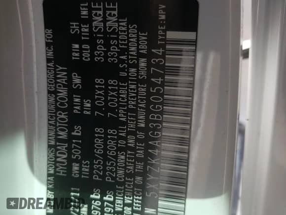 2011 Hyundai Santa Fe Limited с VIN 5XYZK4AG3BG054734, выставлен на аукционе Copart как лот 73674804 с пробегом 76 494 миль миль и Списание • Salvage title. История ставок и продаж доступна на DreamBid. Изображение 13.