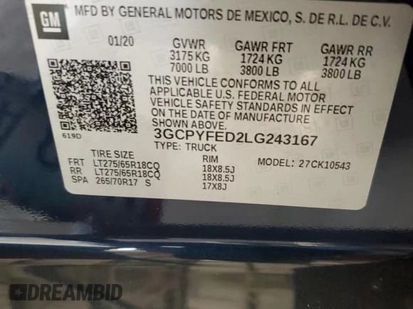 ✅ 2020 Chevrolet Silverado 1500 LT Trail Boss • VIN: 3GCPYFED2LG243167 • Lot: 92944645. Wystawiony na Copart z przebiegiem 109 062 mil. Bezpłatny archiwum sprzedaży aukcyjnych z USA i szczegółowy raport historii pojazdu na DreamBid. Zdjęcie 12.