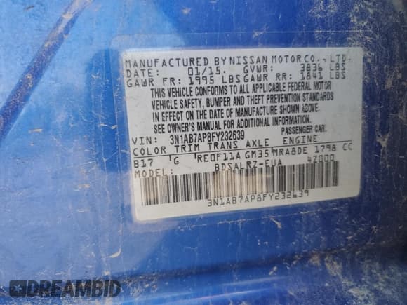 ✅ 2015 Nissan Sentra SR • VIN: 3N1AB7AP8FY232639 • Lot: 81280775. Wystawiony na Copart z przebiegiem 120 869 mil. Bezpłatny archiwum sprzedaży aukcyjnych z USA i szczegółowy raport historii pojazdu na DreamBid. Zdjęcie 12.