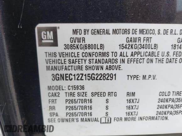 ✅ 2005 Chevrolet Avalanche Z66 • VIN: 3GNEC12Z15G228291 • Lot: 42082402. Listed on IAAI with 112,812 mi. Free auction sales archive from the USA and detailed vehicle history report at DreamBid. Image 9.