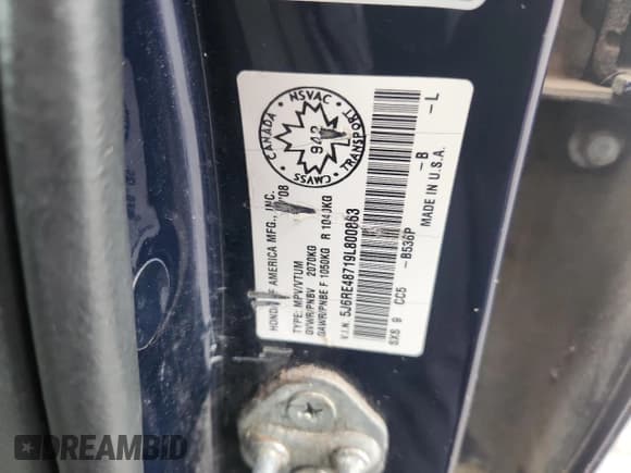 ✅ 2009 Honda CR-V EX-L • VIN: 5J6RE48719L800863 • Lot: 89504835. Listed on Copart with 440,285 mi. Free auction sales archive from the USA and detailed vehicle history report at DreamBid. Image 13.