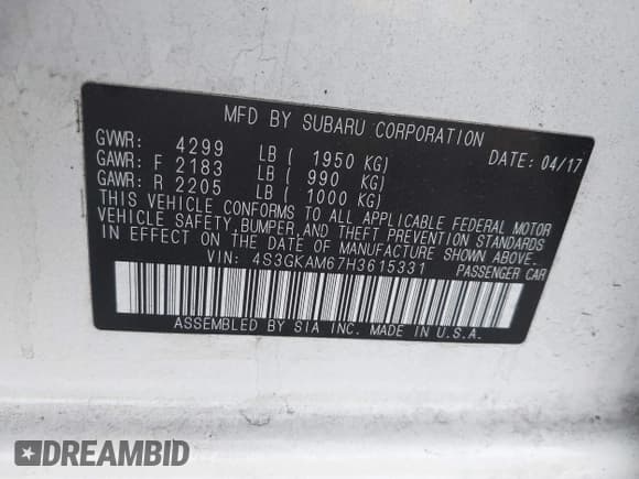 ✅ 2017 Subaru Impreza Special Sports • VIN: 4S3GKAM67H3615331 • Лот: 43634153. Опубликован ранее на IAAI с пробегом 83 746 миль. Бесплатный доступ к архиву аукционных продаж из США и подробный отчёт об истории автомобиля на DreamBid. Изображение 9.
