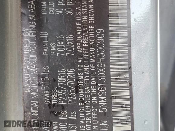 ✅ 2009 Hyundai Santa Fe GLS • VIN: 5NMSG13DX9H300909 • Lot: 79482844. Listed on Copart with 163,111 mi. Free auction sales archive from the USA and detailed vehicle history report at DreamBid. Image 13.