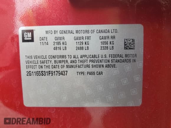 ✅ 2015 Chevrolet Impala LTZ • VIN: 2G1165S31F9179437 • Лот: 77310144. Опубликован ранее на Copart с пробегом 93 262 миль. Бесплатный доступ к архиву аукционных продаж из США и подробный отчёт об истории автомобиля на DreamBid. Изображение 13.