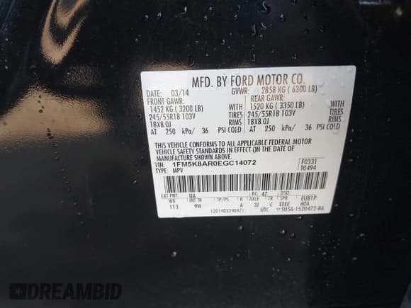 ✅ 2014 Ford Police Interceptor Utility • VIN: 1FM5K8AR0EGC14072 • Lot: 41781060. Wystawiony na IAAI z przebiegiem 173 354 mil. Bezpłatny archiwum sprzedaży aukcyjnych z USA i szczegółowy raport historii pojazdu na DreamBid. Zdjęcie 9.
