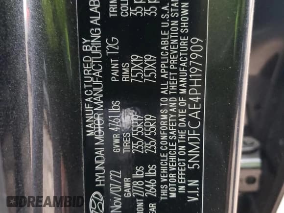 ✅ 2023 Hyundai Tucson SEL • VIN: 5NMJFCAE4PH197909 • Lot: 39811273. Wystawiony na Copart z przebiegiem 1 266 mil. Bezpłatny archiwum sprzedaży aukcyjnych z USA i szczegółowy raport historii pojazdu na DreamBid. Zdjęcie 14.