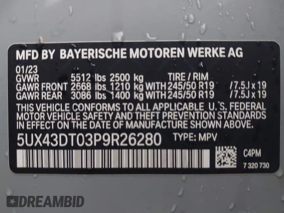✅ 2023 BMW X4 M40i • VIN: 5UX43DT03P9R26280 • Lot: 41318355. Listed on IAAI with 21,587 mi. Free auction sales archive from the USA and detailed vehicle history report at DreamBid. Image 9.