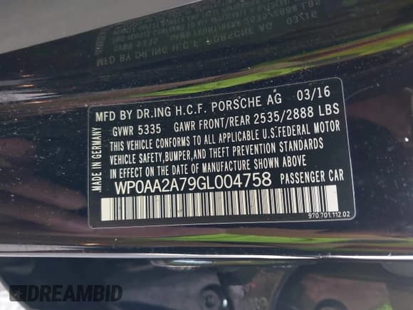 ✅ 2016 Porsche Panamera 4 • VIN: WP0AA2A79GL004758 • Lot: 42281848. Listed on IAAI with 105,580 mi. Free auction sales archive from the USA and detailed vehicle history report at DreamBid. Image 9.