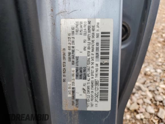 ✅ 2012 Mazda 5 Touring • VIN: JM1CW2CL1C0139667 • Lot: 61678905. Listed on Copart with 112,196 mi. Free auction sales archive from the USA and detailed vehicle history report at DreamBid. Image 12.