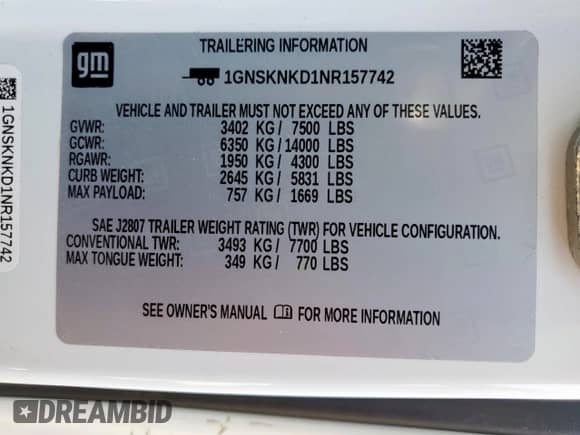 2022 Chevrolet Tahoe LT z VIN 1GNSKNKD1NR157742, wystawiony jako Copart lot #71324675 z przebiegiem 51 272 mil mil oraz Szkoda całkowita • Salvage title. Historia ofert i sprzedaży dostępna na DreamBid. Obrazek 13.