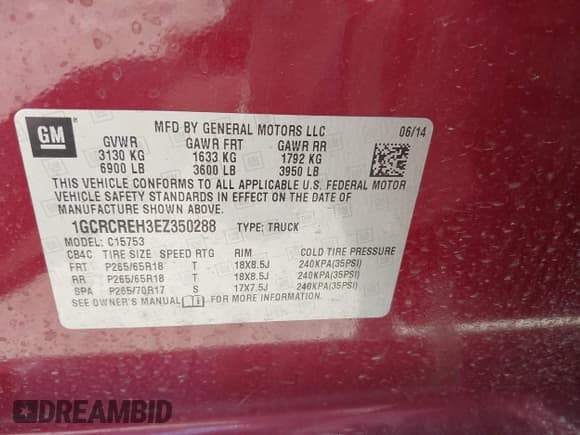 ✅ 2014 Chevrolet Silverado 1500 LT • VIN: 1GCRCREH3EZ350288 • Lot: 42259114. Listed on IAAI with 83,604 mi. Free auction sales archive from the USA and detailed vehicle history report at DreamBid. Image 9.