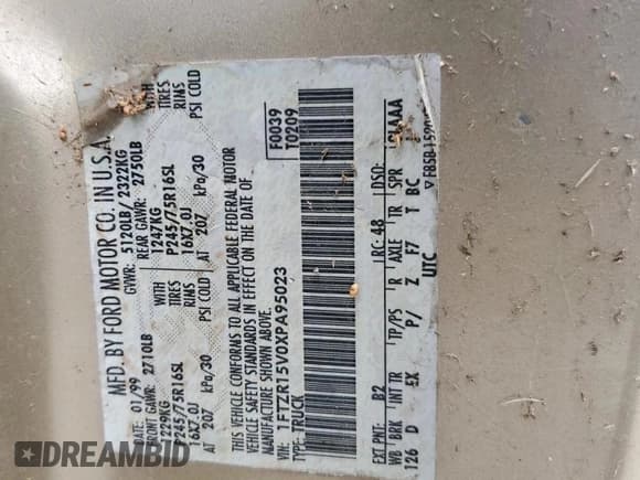 ✅ 1999 Ford Ranger XL • VIN: 1FTZR15V0XPA95023 • Lot: 51530805. Listed on Copart with 264,530 mi. Free auction sales archive from the USA and detailed vehicle history report at DreamBid. Image 12.