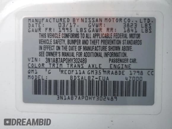 ✅ 2017 Nissan Sentra S • VIN: 3N1AB7AP0HY302489 • Лот: 93518185. Опубликован ранее на Copart с пробегом 77 218 миль. Бесплатный доступ к архиву аукционных продаж из США и подробный отчёт об истории автомобиля на DreamBid. Изображение 12.