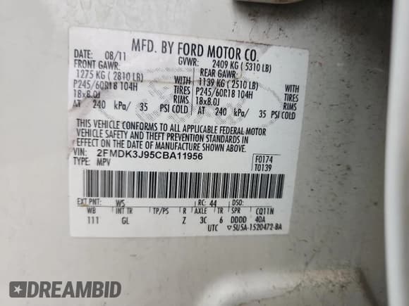 ✅ 2012 Ford Edge SEL • VIN: 2FMDK3J95CBA11956 • Lot: 85724615. Wystawiony na Copart z przebiegiem 154 648 mil. Bezpłatny archiwum sprzedaży aukcyjnych z USA i szczegółowy raport historii pojazdu na DreamBid. Zdjęcie 13.