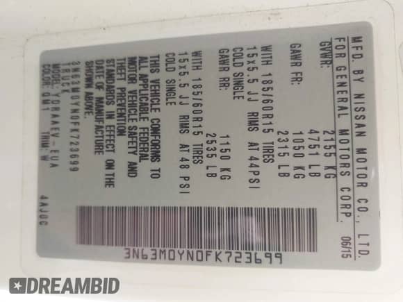 2015 Chevrolet City Express Cargo LS с VIN 3N63M0YN0FK723699, выставлен на аукционе IAAI как лот 42278245 с пробегом 61 906 миль миль и . История ставок и продаж доступна на DreamBid. Изображение 9.