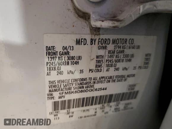 ✅ 2013 Ford Explorer XLT • VIN: 1FM5K8D80DGC62544 • Lot: 90704225. Wystawiony na Copart z przebiegiem 51 871 mil. Bezpłatny archiwum sprzedaży aukcyjnych z USA i szczegółowy raport historii pojazdu na DreamBid. Zdjęcie 13.