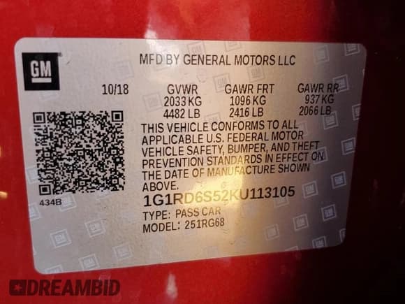 ✅ 2019 Chevrolet Volt Premier • VIN: 1G1RD6S52KU113105 • Lot: 66307283. Wystawiony na Copart z przebiegiem 71 431 mil. Bezpłatny archiwum sprzedaży aukcyjnych z USA i szczegółowy raport historii pojazdu na DreamBid. Zdjęcie 12.