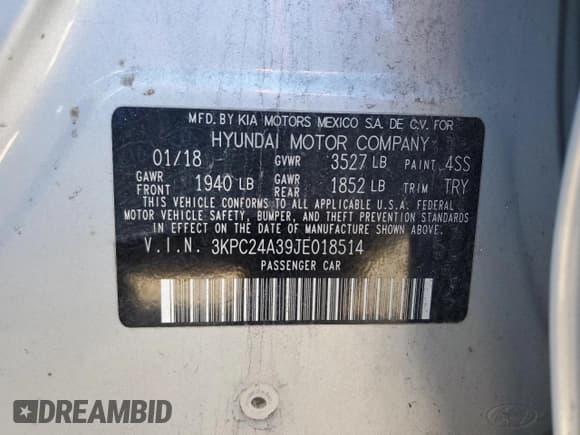 ✅ 2018 Hyundai Accent SE • VIN: 3KPC24A39JE018514 • Лот: 42711625. Опубликован ранее на Copart с пробегом 106 731 миль. Бесплатный доступ к архиву аукционных продаж из США и подробный отчёт об истории автомобиля на DreamBid. Изображение 12.