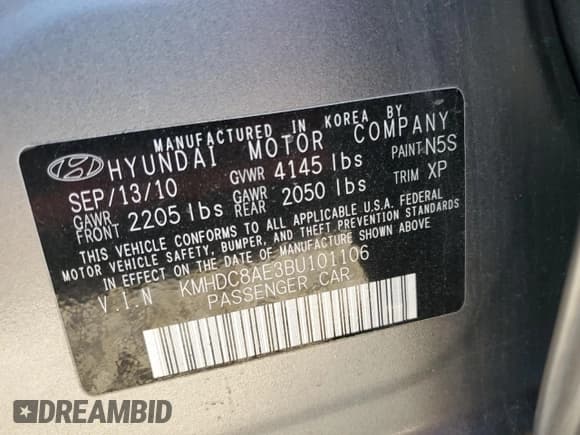 ✅ 2011 Hyundai Elantra SE • VIN: KMHDC8AE3BU101106 • Lot: 55803135. Listed on Copart with 148,358 mi. Free auction sales archive from the USA and detailed vehicle history report at DreamBid. Image 12.