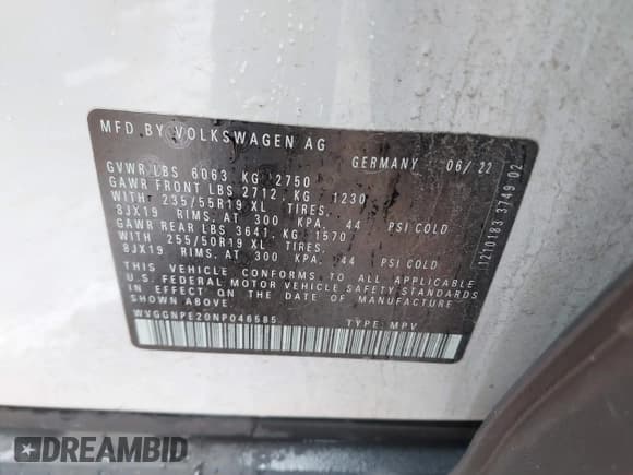 ✅ 2022 Volkswagen ID.4 Pro S • VIN: WVGGNPE20NP046585 • Lot: 41072935. Wystawiony na IAAI z przebiegiem 32 740 mil. Bezpłatny archiwum sprzedaży aukcyjnych z USA i szczegółowy raport historii pojazdu na DreamBid. Zdjęcie 9.