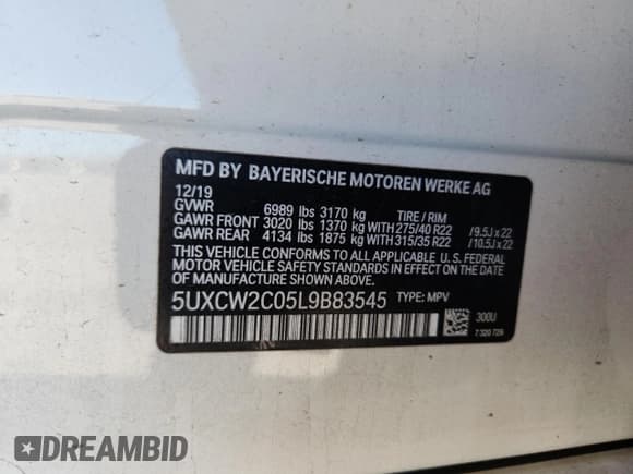 ✅ 2020 BMW X7 xDrive40i • VIN: 5UXCW2C05L9B83545 • Lot: 92796505. Listed on Copart with 102,995 mi. Free auction sales archive from the USA and detailed vehicle history report at DreamBid. Image 13.