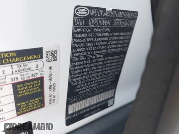 ✅ 2021 Land Rover Range Rover Sport HST • VIN: SALWS2RU9MA758563 • Lot: 42407106. Listed on IAAI with 45,948 mi. Free auction sales archive from the USA and detailed vehicle history report at DreamBid. Image 9.