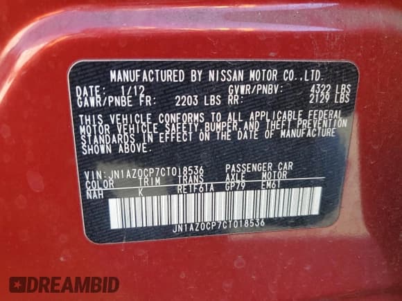 ✅ 2012 Nissan LEAF SL • VIN: JN1AZ0CP7CT018536 • Lot: 87420365. Wystawiony na Copart z przebiegiem 67 448 mil. Bezpłatny archiwum sprzedaży aukcyjnych z USA i szczegółowy raport historii pojazdu na DreamBid. Zdjęcie 12.