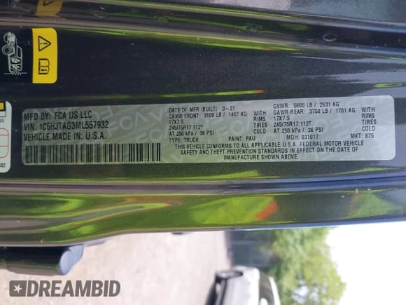✅ 2021 Jeep Gladiator Freedom • VIN: 1C6HJTAG3ML557932 • Лот: 42150245. Опубликован ранее на IAAI с пробегом 26 656 миль. Бесплатный доступ к архиву аукционных продаж из США и подробный отчёт об истории автомобиля на DreamBid. Изображение 9.