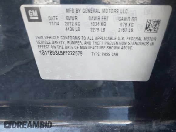 ✅ 2015 Chevrolet Malibu LS • VIN: 1G11B5SL5FF222079 • Лот: 43647607. Опубликован ранее на IAAI с пробегом 205 275 миль. Бесплатный доступ к архиву аукционных продаж из США и подробный отчёт об истории автомобиля на DreamBid. Изображение 9.