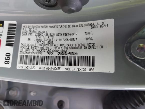 ✅ 2019 Toyota Tacoma SR5 • VIN: 3TMCZ5AN9KM233899 • Лот: 43641249. Опубликован ранее на IAAI с пробегом 110 460 миль. Бесплатный доступ к архиву аукционных продаж из США и подробный отчёт об истории автомобиля на DreamBid. Изображение 9.