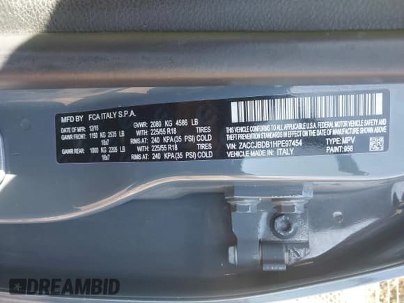 ✅ 2017 Jeep Renegade Limited • VIN: ZACCJBDB1HPE97454 • Лот: 43512008. Опубликован ранее на IAAI с пробегом 160 736 миль. Бесплатный доступ к архиву аукционных продаж из США и подробный отчёт об истории автомобиля на DreamBid. Изображение 9.