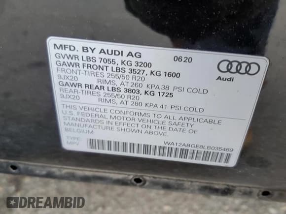 ✅ 2020 Audi e-tron Sportback Premium Plus • VIN: WA12ABGE8LB035469 • Lot: 46275923. Listed on Copart with 24,442 mi. Free auction sales archive from the USA and detailed vehicle history report at DreamBid. Image 13.