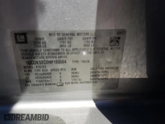 ✅ 2017 Chevrolet Silverado 1500 LTZ • VIN: 1GCUKSEC6HF180684 • Lot: 49894235. Listed on Copart with 111,910 mi. Free auction sales archive from the USA and detailed vehicle history report at DreamBid. Image 12.