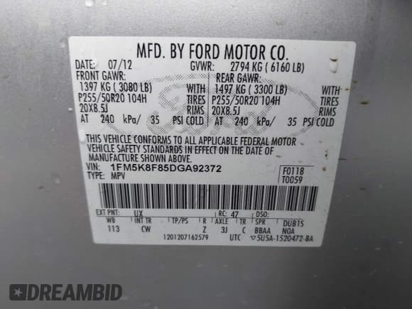 ✅ 2013 Ford Explorer Limited • VIN: 1FM5K8F85DGA92372 • Lot: 42361499. Wystawiony na IAAI z przebiegiem 255 929 mil. Bezpłatny archiwum sprzedaży aukcyjnych z USA i szczegółowy raport historii pojazdu na DreamBid. Zdjęcie 9.