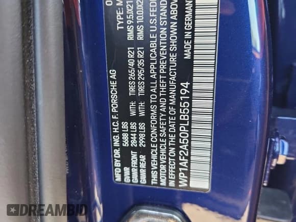 ✅ 2023 Porsche Macan GTS • VIN: WP1AF2A50PLB55194 • Lot: 71223455. Listed on Copart with 15,835 mi. Free auction sales archive from the USA and detailed vehicle history report at DreamBid. Image 13.