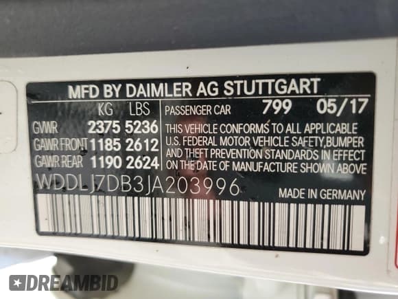 ✅ 2018 Mercedes-Benz CLS 550 • VIN: WDDLJ7DB3JA203996 • Lot: 82319813. Listed on Copart with 78,253 mi. Free auction sales archive from the USA and detailed vehicle history report at DreamBid. Image 12.