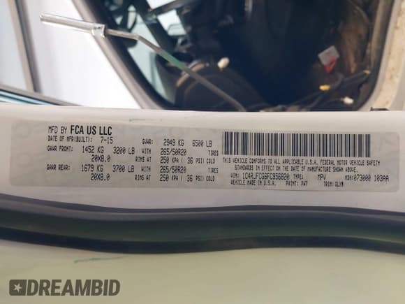 ✅ 2015 Jeep Grand Cherokee Overland • VIN: 1C4RJFCG6FC956820 • Lot: 41644453. Listed on IAAI with 149,339 mi. Free auction sales archive from the USA and detailed vehicle history report at DreamBid. Image 9.