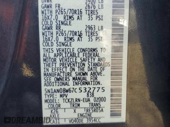 ✅ 2007 Nissan Xterra S • VIN: 5N1AN08W67C532775 • Лот: 85360025. Опубликован ранее на Copart с пробегом 157 588 миль. Бесплатный доступ к архиву аукционных продаж из США и подробный отчёт об истории автомобиля на DreamBid. Изображение 13.