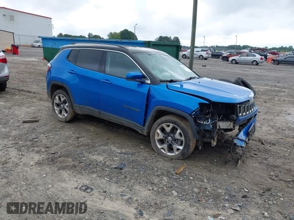 ✅ 2020 Jeep Compass Limited • VIN: 3C4NJDCB7LT208827 • Lot: 43063182. Listed on IAAI with 94,469 mi. Free auction sales archive from the USA and detailed vehicle history report at DreamBid. Image 1.
