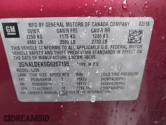 ✅ 2016 Chevrolet Equinox LTZ • VIN: 2GNALDEK6G6267195 • Lot: 43550647. Listed on IAAI with 84,279 mi. Free auction sales archive from the USA and detailed vehicle history report at DreamBid. Image 9.