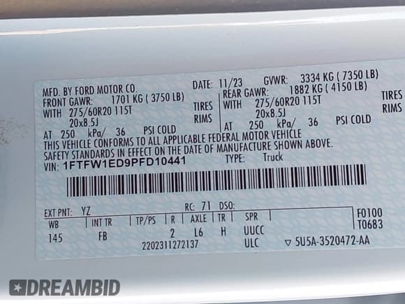 ✅ 2023 Ford F-150 XLT • VIN: 1FTFW1ED9PFD10441 • Лот: 43488868. Опубликован ранее на IAAI с пробегом 41 080 миль. Бесплатный доступ к архиву аукционных продаж из США и подробный отчёт об истории автомобиля на DreamBid. Изображение 9.